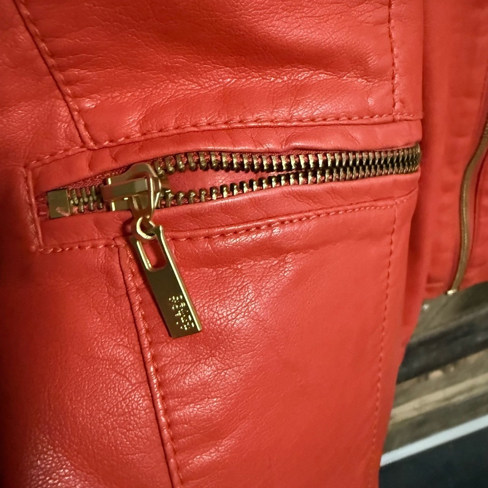 Black Rivet coral/orange Leather Jacket - Picture 6 of 7